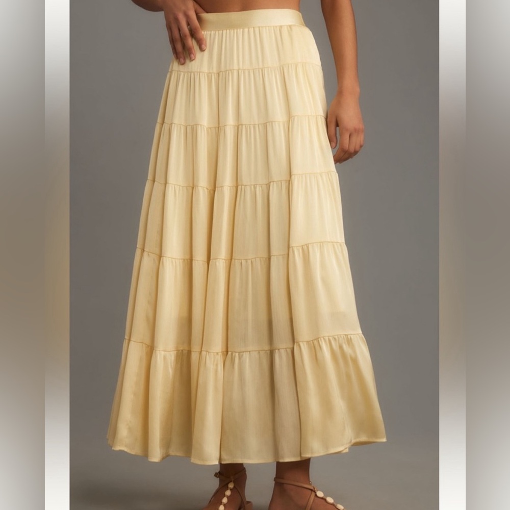 NWT Anthropologie Yellow Maxi Skirt XL